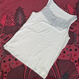 Silver Lace-Accent Tank Top